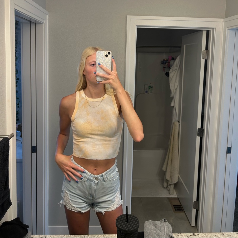 A New Day cropped orange tie die tank